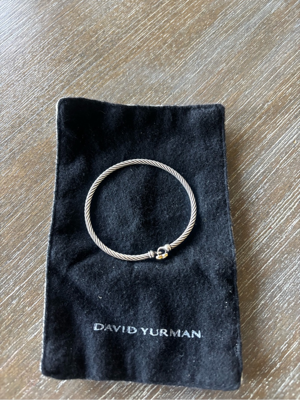 David Yurman Silver Cable Bracelet with Gold Accent
